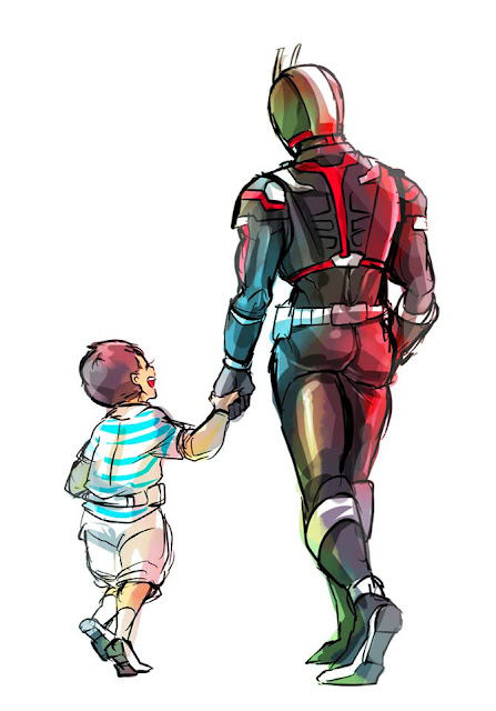 Gambar, Ilustrasi, Kamen Rider, Ksatria Baja Hitam,  Masa Kecil, Kamen Rider Faiz