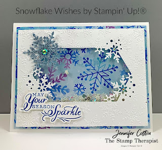 Shaker card with Stampin' Up!'s Snowflake Wishes Bundle!  Details on the video (link on blog)!  #StampTherapist #StampinUp