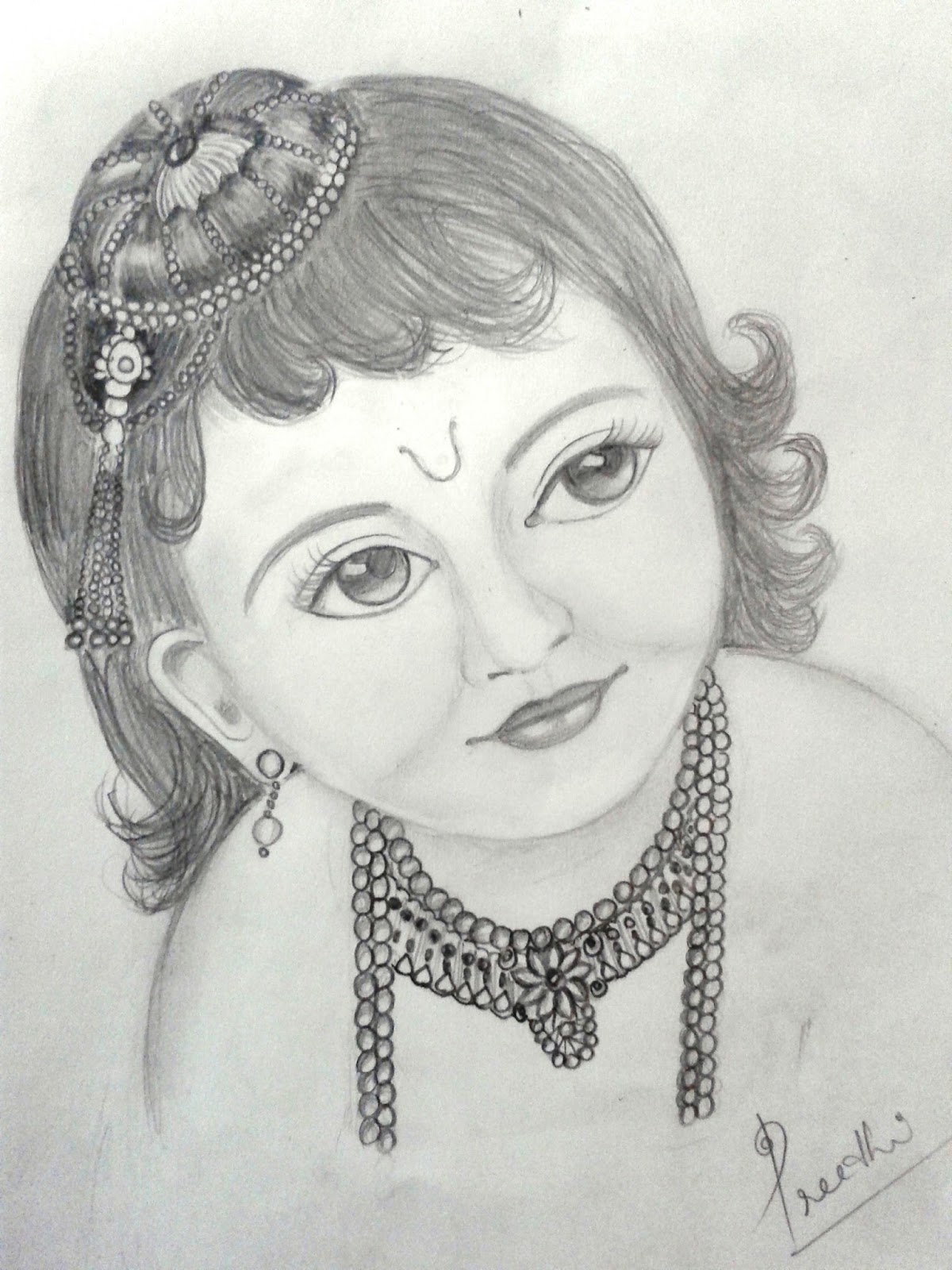 easy drawing of little krishna - Clip Art Library