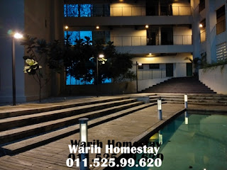 Warih-Homestay-Swimming-Pool-View-At-Night