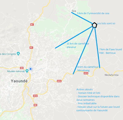 Terrains titrés et lotis à vendre, Yaoundé, Soa au lieu dit Ongandi