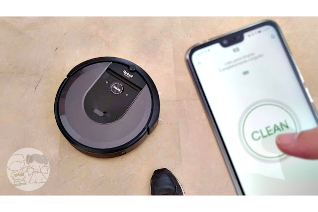 Controlando el Roomba i7+ desde la app del smartphone.