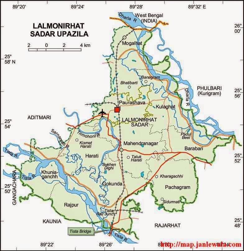 lalmonirhat sadar upazila map of bangladesh