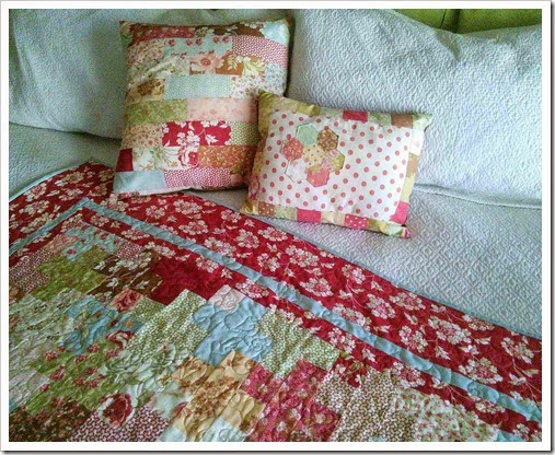 Butterscotch and Rose quilt and pillow