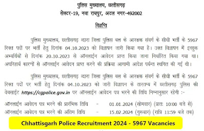 Chhattisgarh Police Constable Recruitment 2024