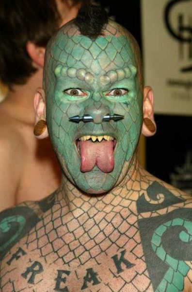 ugly face tattoos. Bizarre Face Tattoos