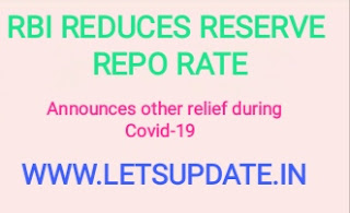 RBI reduces Reserve Repo rate,RBI governor's statement, letsupdate,