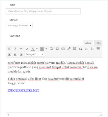 Template teks editor buat membuat postingan