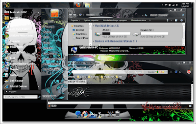 TEMA WINDOWS 7 FLORAL SKULL