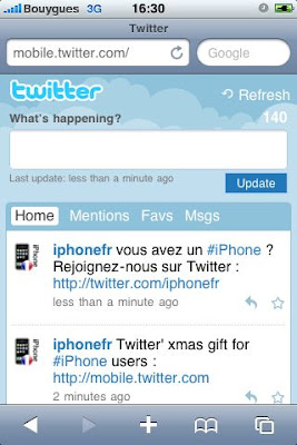 Twitter en version Mobile suivez @iphonefr sur twitter iphone 3GS