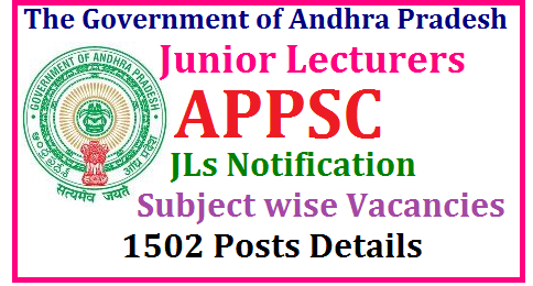 APPSC Junior Lecturer Recruitment 2017 – 1502 Junior Lecturer (JL) Posts APPSC JL Junior Lecturers Notificaion 2017 Subject Wise Vacancies 1502 Posts Details | Andhra Pradesh JL Recruitment Notification to released for 1502 Posts in various Subjects | Subject wise Junior Lecturers Vacancies Details here Notification to be released by AP State Public Service Commission soon at its official Website www.psc.ap.gov.in. Junior Lecturers Posts Telugu Hindi English Mathematics Physics Zoology Botony History Civics Econoics Commerce Computers ap-jl-junior-lecturers-recruitment-notificaion-apply-online-2017-appsc-vacancies-qualifications-syllabus-examination-pattern-important-dates-model-question-papers-hall-tickets-answer-key-results-download-www.psc.ap.gov.in Andhra Pradesh AP Junior lecturer (JL) Notification 2017 1502 Junior Lecturer vacancies | Online Application at www.psc.ap.gov.in/2017/08/ap-jl-junior-lecturers-recruitment-notificaion-apply-online-2017-appsc-vacancies-qualifications-syllabus-examination-pattern-important-dates-model-question-papers-hall-tickets-answer-key-results-download-www.psc.ap.gov.in.html