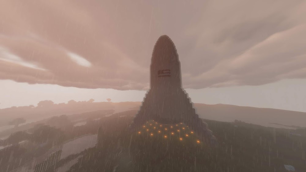 SpaceX Starhopper in Minecraft (rainy)