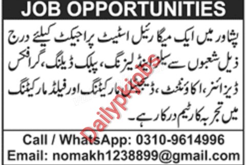 Latest Jobs Peshawer Mega Real Estate Project May 2021