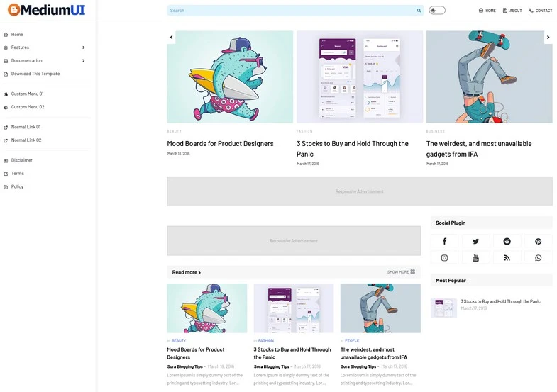 Medium Ui Template Blogger