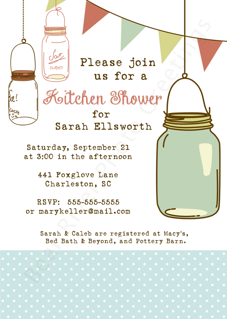 Kitchen Shower Invitation -- Mason Jars