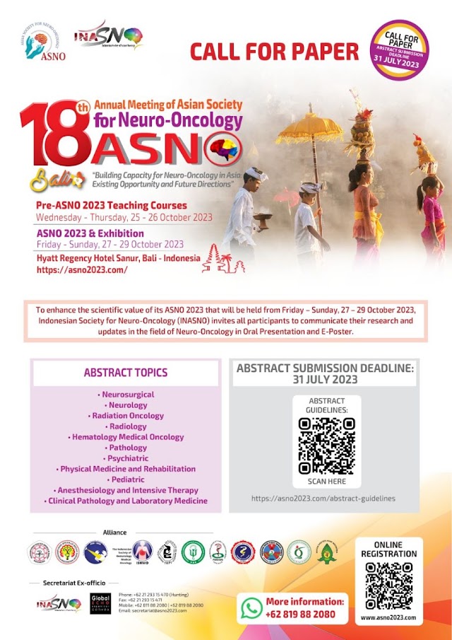(Call for Paper) 18th Annual Meeting of Asian Society for Neuro-Oncology "Building Capacity for Neuro-Oncology in Asia Existing Opportunity and Future Directions"