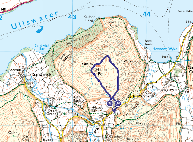 Hallin Fell walk map route