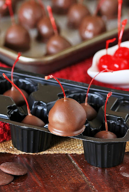 Homemade Chocolate Covered Cherries in Candy Box Image