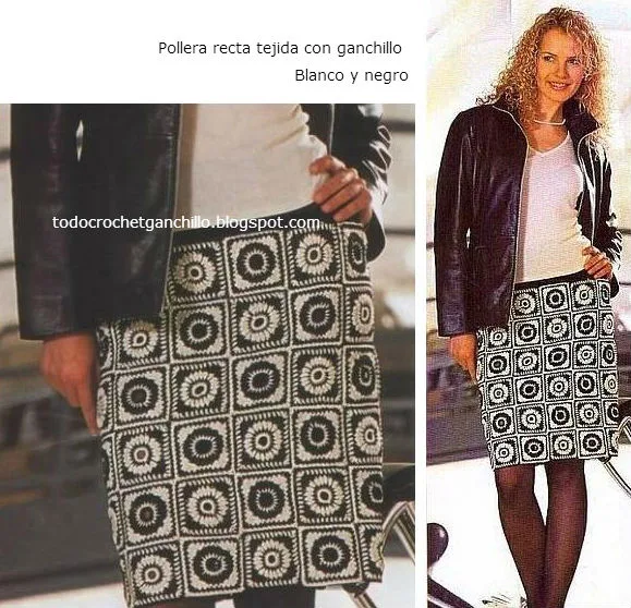 pollera recta tejida con gancho