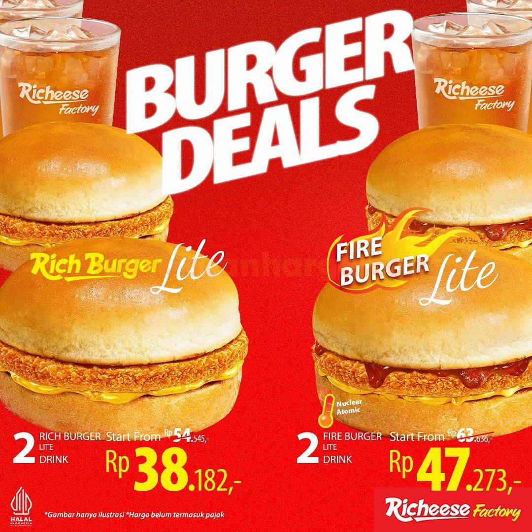 Promo RICHEESE FACTORY BURGER DEALS mulai Rp. 38.182