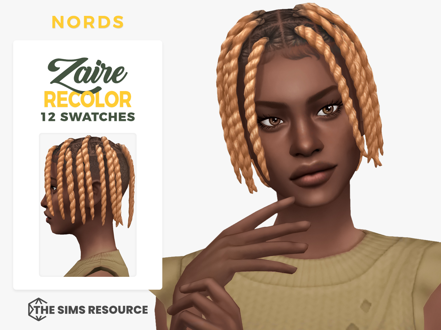 Zaire Sims 4 CC Hair