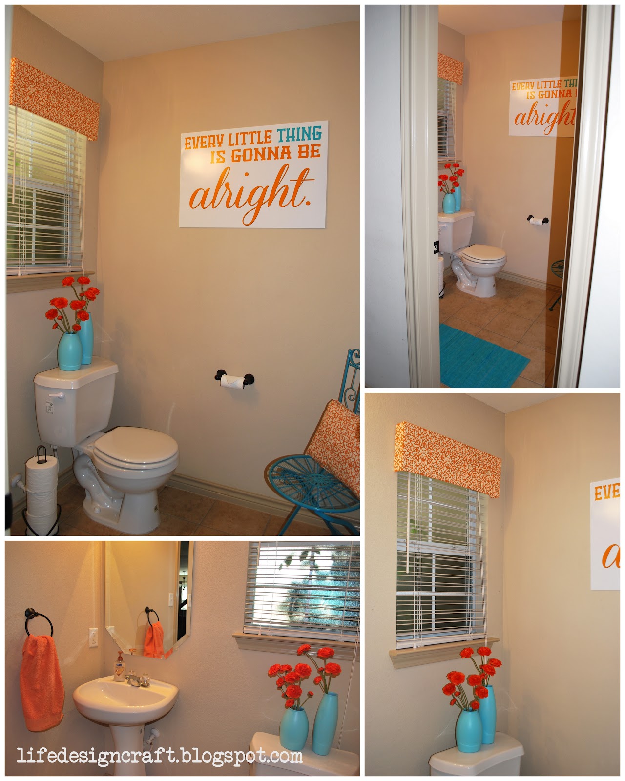 wall decor ideas for entryway Orange and Teal Bathroom Decorating Ideas | 1280 x 1600