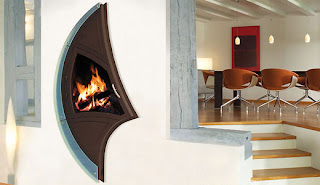 Great fireplace design in the wall by Arkiane