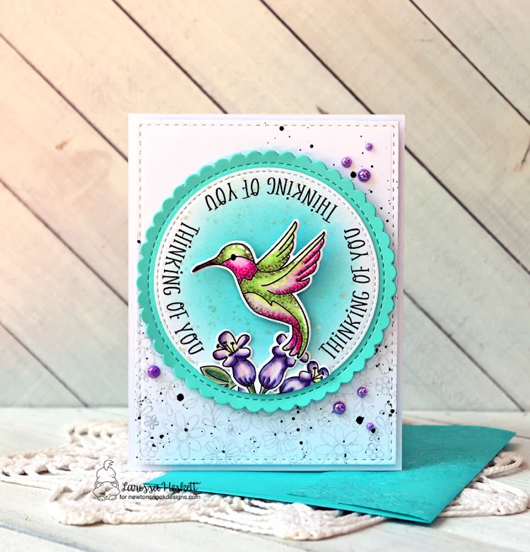 Thinking of You Card by Larissa Heskett for Newton's Nook Designs using Hummingbird Stamp Set, Floral Roundabout Stamp Set and Circle Frames Die Set #hummingbird #floralroundabout #circleframes #thinkingofyou #tayloredexpressions