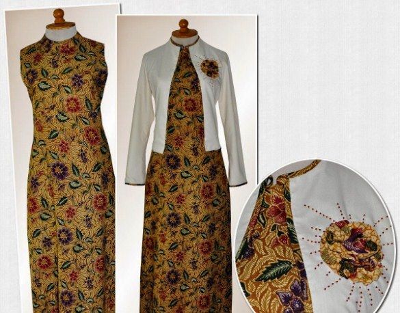 Model Baju Gamis Batik Kombinasi Blazer Modern Terbaru