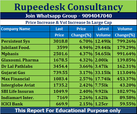 Price Increase & Vol Increase In Large Cap