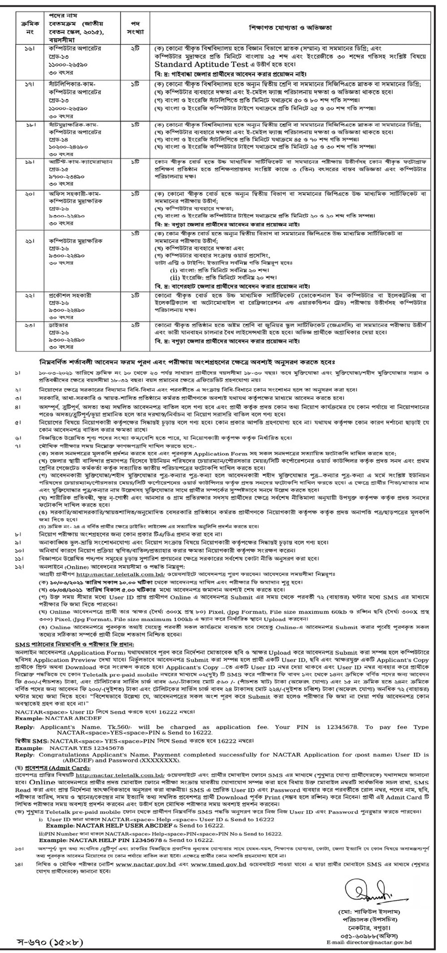 NACTAR Job Circular 2021