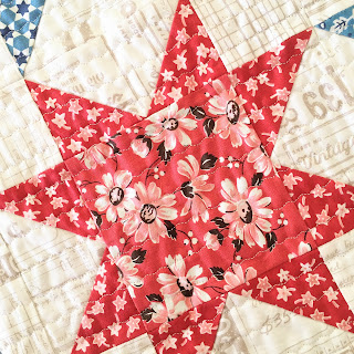 quilted patriotic star pillow top closeup