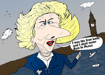 editorial cartoon of margaret thatcher late prime minister of the uk