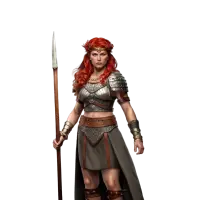 Boudica, the warrior queen of the Iceni, wielding a spear.