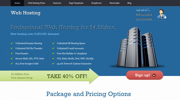 WebHosting Wordpress Theme Free Download by Templatic.