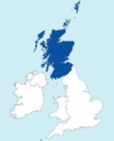 Outline map of the UK showing Scotland