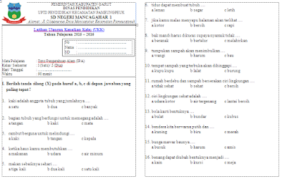 Soal UKK IPA Kelas 1 SD