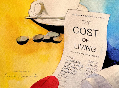 A slip showing cost of living expenses