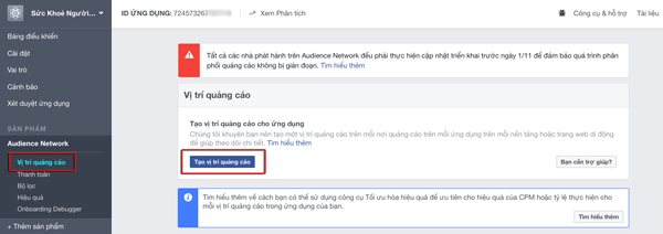 tạo quảng cáo trong audience network