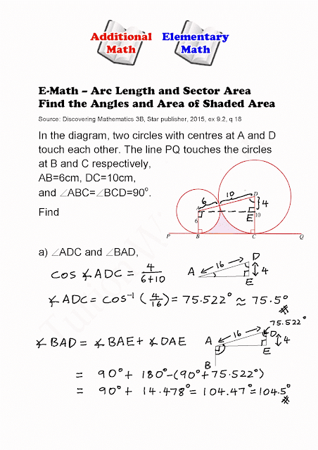 E-Math - Arc Length and Area of Sector - Finding Angles and Area of Shaded Area