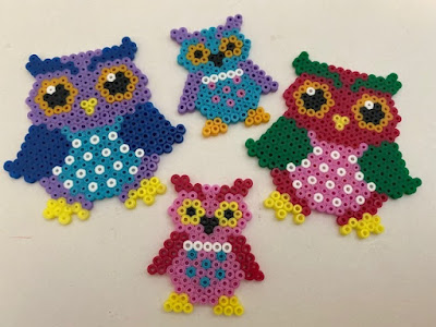 Mini Hama bead owl designs