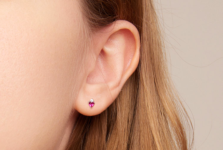 粉桃粉紫愛心鋯石 925純銀耳環