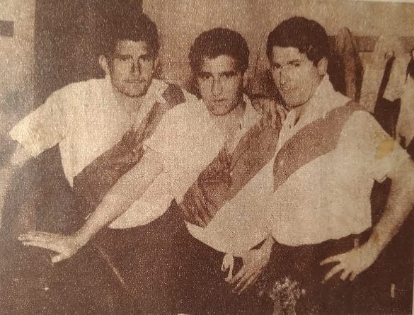 Oscar Mantegari, Juan Eulogio Urriolabeitia y Ricardo Ramacciotti, en el equipo de River Plate en el año1959