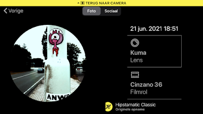 Screenshot Hipstamatic-instellingen Kuma + Cinzano
