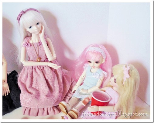Having a doll tea party, with one problem.