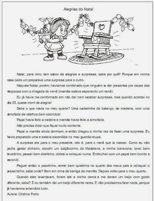 Atividades de natal com interpretação de texto.