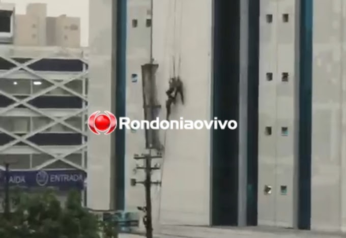URGENTE: Trabalhadores ficam pendurados no prédio do Ministério Público de Rondônia