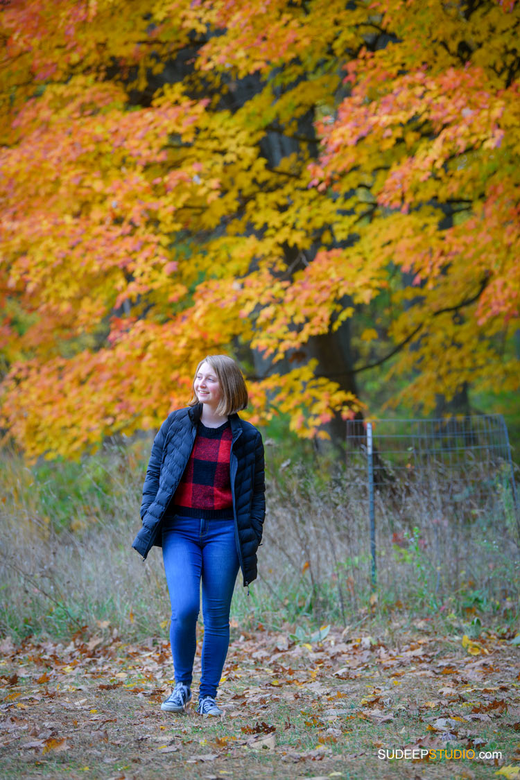 Ann Arbor Senior Pictures for Girls Skyline School in Nature Fall Colors Ann Arbor Senior Portrait Photographer