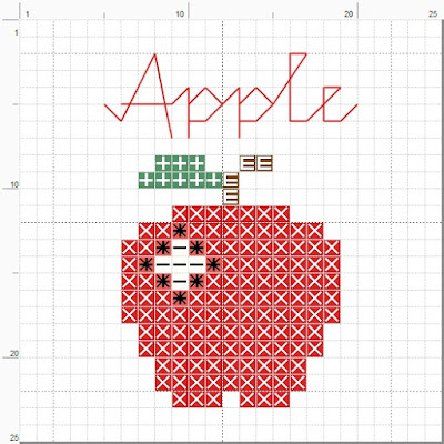 Free apple cross stitch pattern. For personal use only.  (c) Erin E. Turowski, 2012.