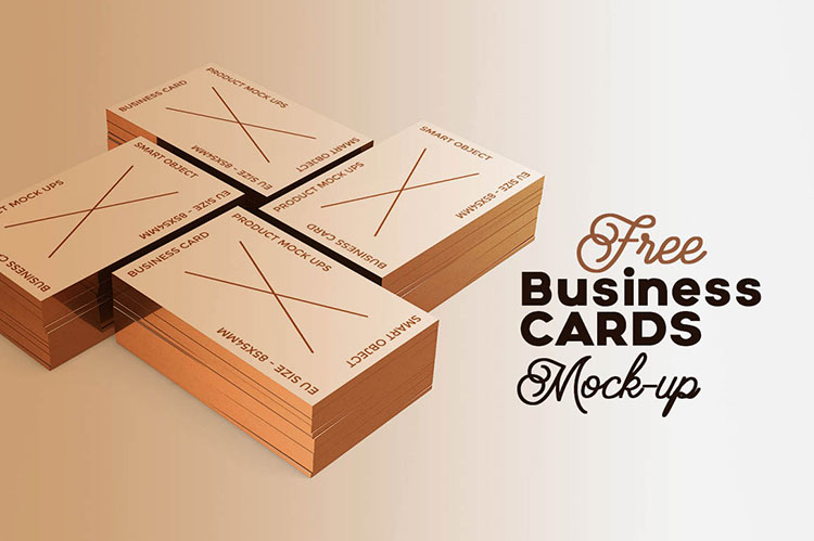 4 Business Cards Mockup